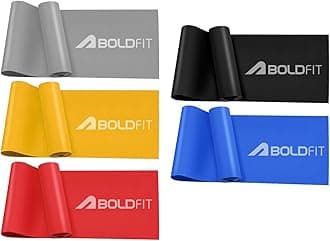 Boldfit Resistance Bands for Workout for Women Pilate Bands for Home Exercise TheraBand Toning Exercise for Gym Latex Band Theraband for Fitness, Stretching, Yoga for Men & Women Toning Band 5Set
