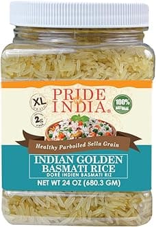 Pride of India Golden Sella Basmati Rice 1.5 lb | Extra Long Grain Parboiled Indian Basmati Rice | Aromatic Fluffy Non-Sticky Rice for Biryani, Pilaf & Everyday Cooking