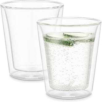 BODUM Bodum Glass Cup Tumbler BODUM CANTEEN Bodum Canteen Double Wall Glass 200ml Set of 2, Thermal Insulation, Double Layer Construction, Heat Resistant Glass, Microwave Safe, Oven Safe, Dishwasher