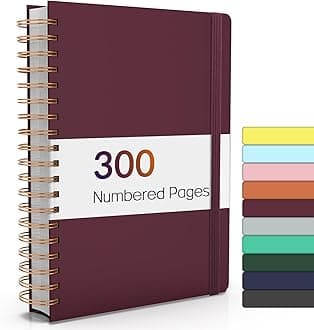 Forvencer Lined Spiral Journal Notebook with 300 Numbered Pages, B5 College Ruled Thick Journals for Writing with 100GSM Paper, Hardcover Notebooks with Contents for Work, School, Women, Men, Burgundy