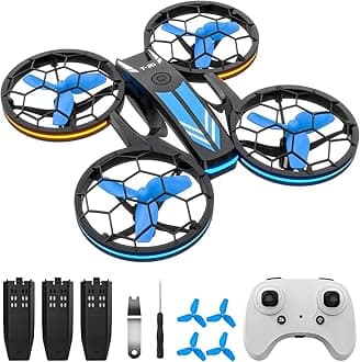 - Drones - RC Drone with Auto Hovering and Headless Mode, Quadcopter with LED Light, Propeller Full Protect, 3D Flips, 3 Batteries, Remote Control, Best Gifts