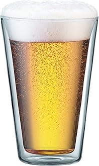 Bodum Canteen Double Wall Glass Set, Mouth Blown Borosilicate Glass - 0.4 L 13.5 oz Transparent, Pack of 2