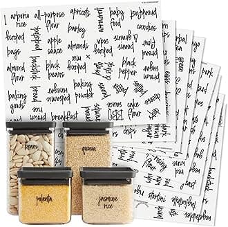 Pantry Labels for Containers - 375 PC Clear Vinyl Black Script - Peel & Stick Food Container Labels & Kitchen Pantry Organization Stickers