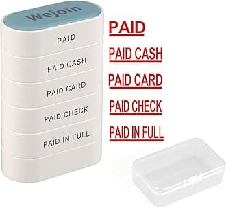 Office Paid Stamps Set, Self Inking Rubber Stamp, PaidCash, Card, Check, Paid in Full with Red Ink, Pre-Inked Stamper for Business, Bookkeeping, Ordering, Accounting, Work