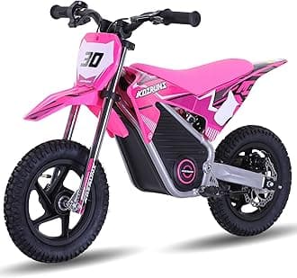 Electric Dirt Bike for Kids Aged 3-6, 150W High Racing Competition Grade Electric Motorcycle, Up to 8MPH, 2 Speed Settings, Safe Disc Brakes, 12IN Off-Road Tires & Advanced Shock Absorption,Pink