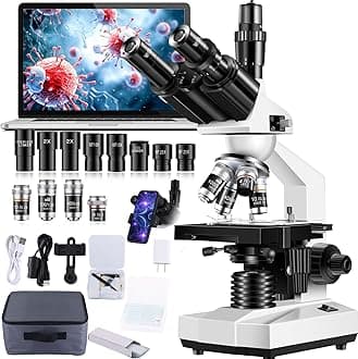 Trinocular Microscope 40X-5000X Magnification Laboratory Grade with Dual Mechanical Stage and HD USB Camera Microscopes for Adults(Adult Trinocular Microscope with Electronic Eyepiece)